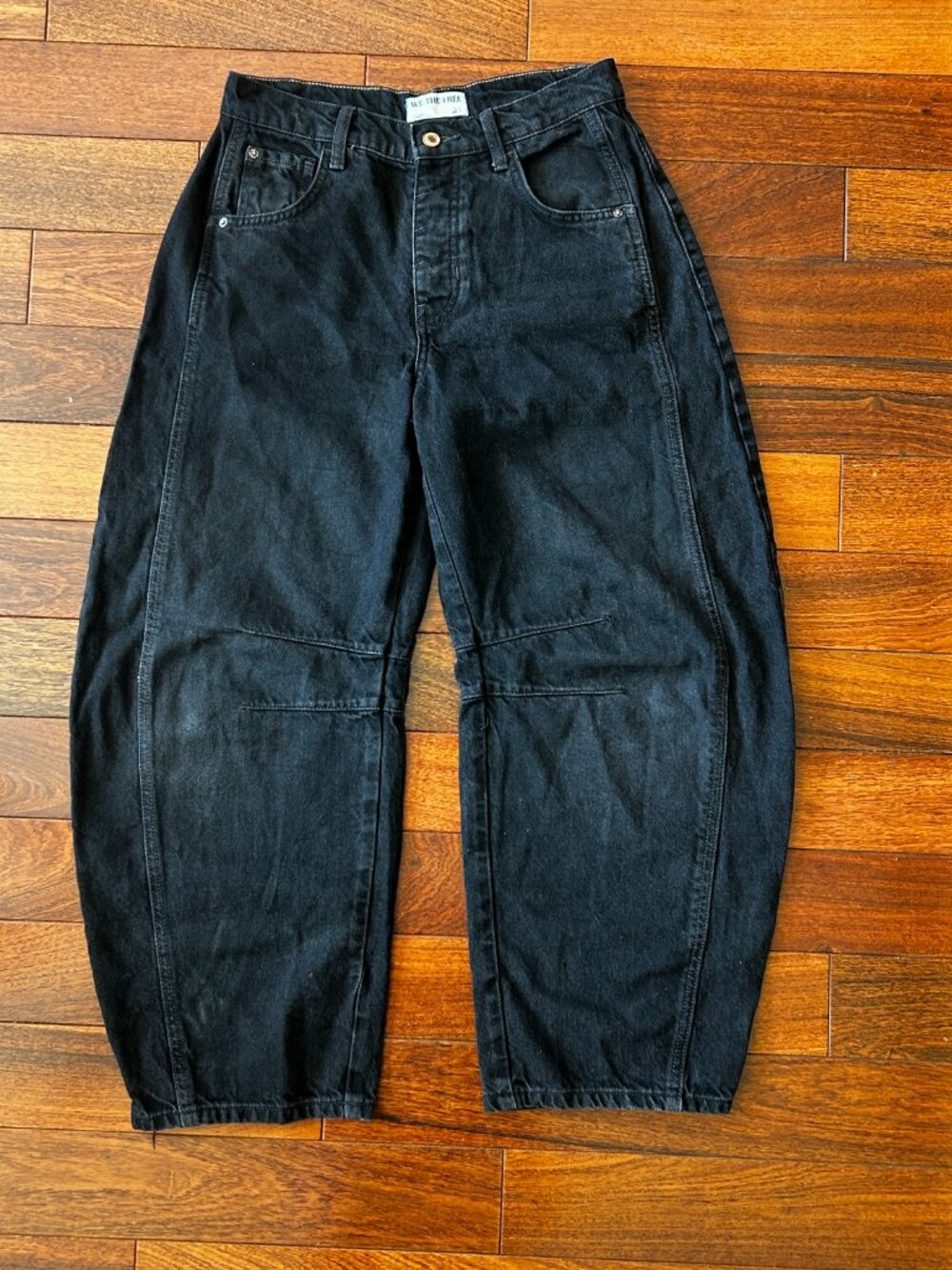 We The Free Good Luck Mid Rise Barrel Jeans Black Size 25 - Picture 2 of 8